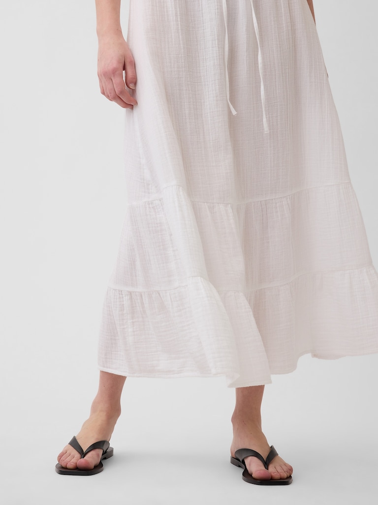 Cotton Gauze Easy Tiered Maxi Skirt