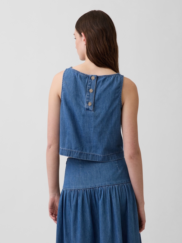 Denim Crop Shell Tank Top
