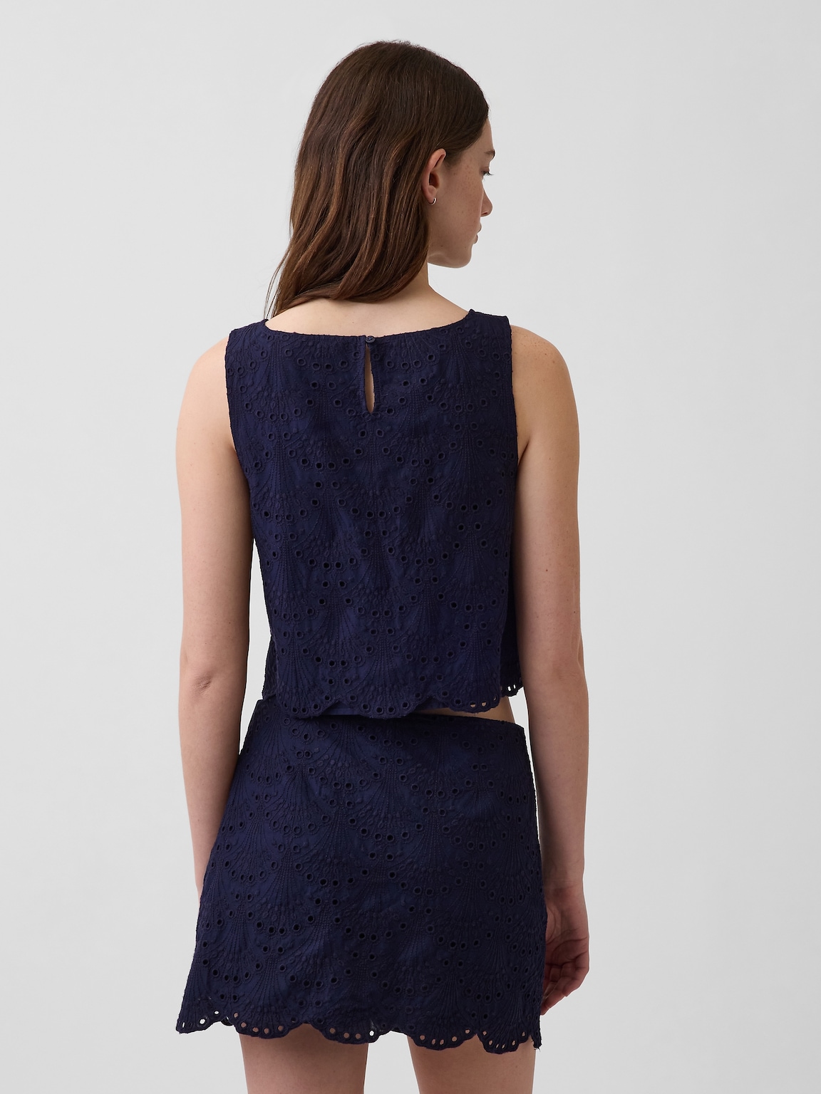 Eyelet Crop Shell Tank Top