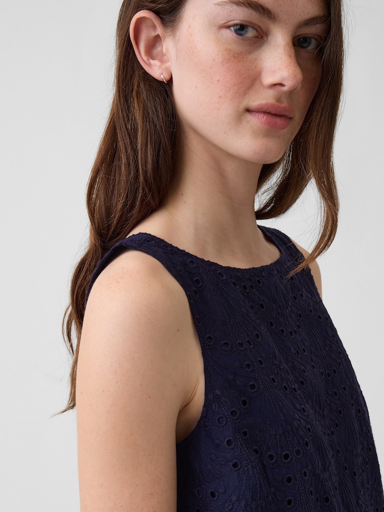 Eyelet Crop Shell Tank Top