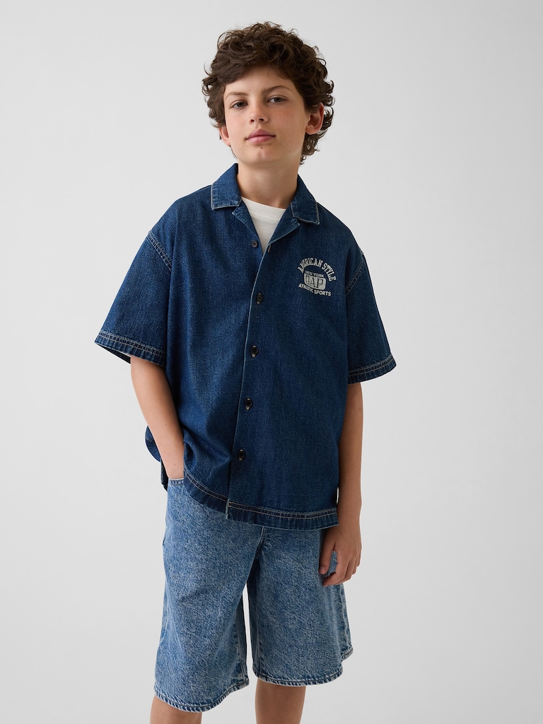 Kids Denim Relaxed New York Logo Shirt