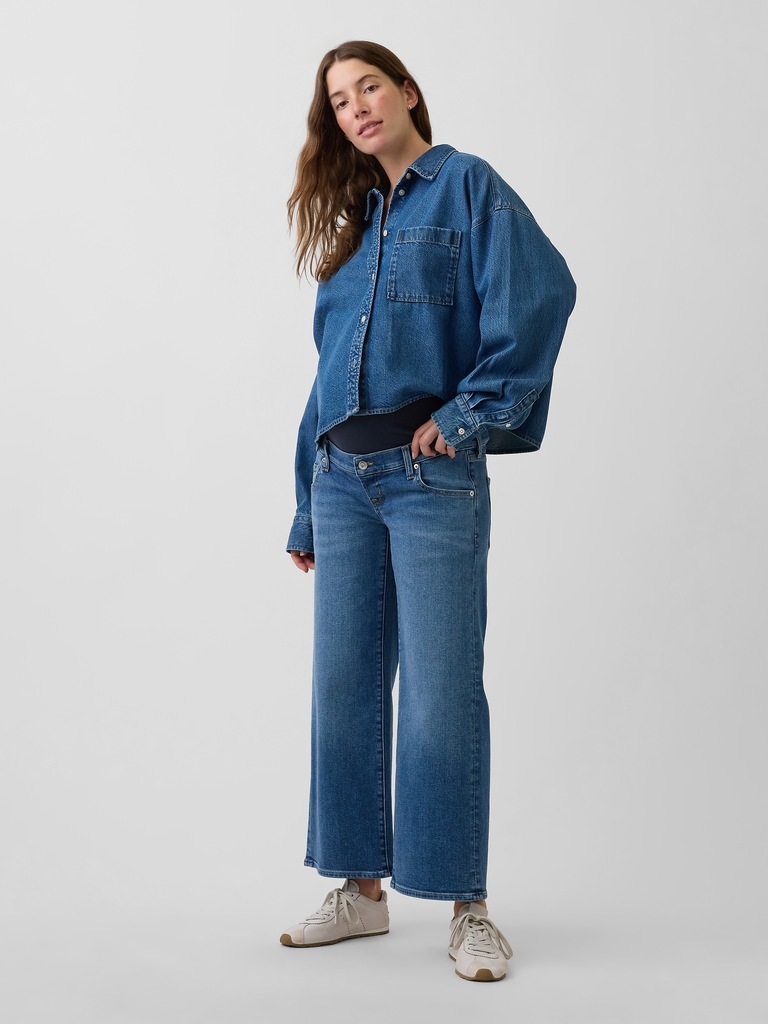 Maternity Full Panel Wide-Leg Jeans