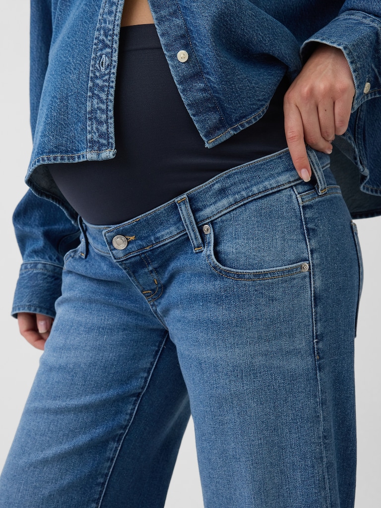 Maternity Full Panel Wide-Leg Jeans
