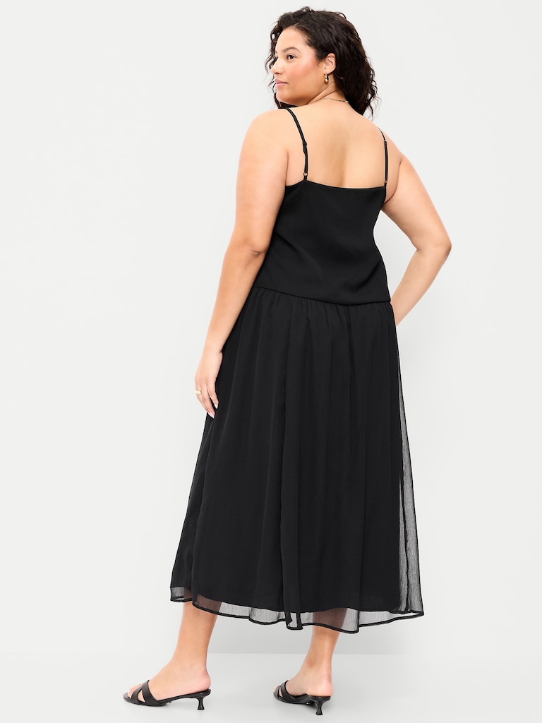 Chiffon Drop-Waist Maxi Dress