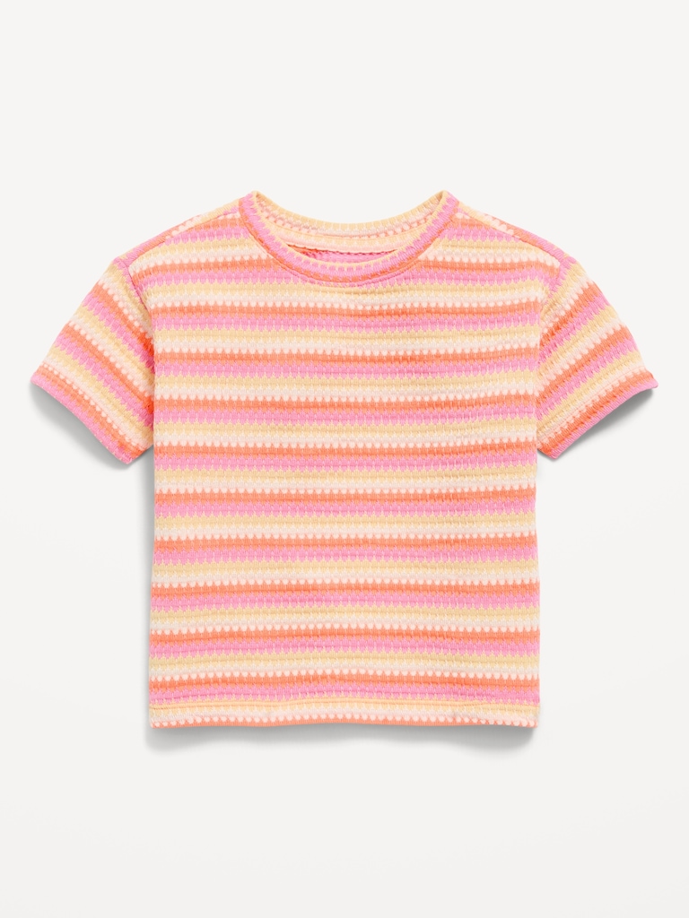 Short-Sleeve Striped Knit Top for Toddler Girls