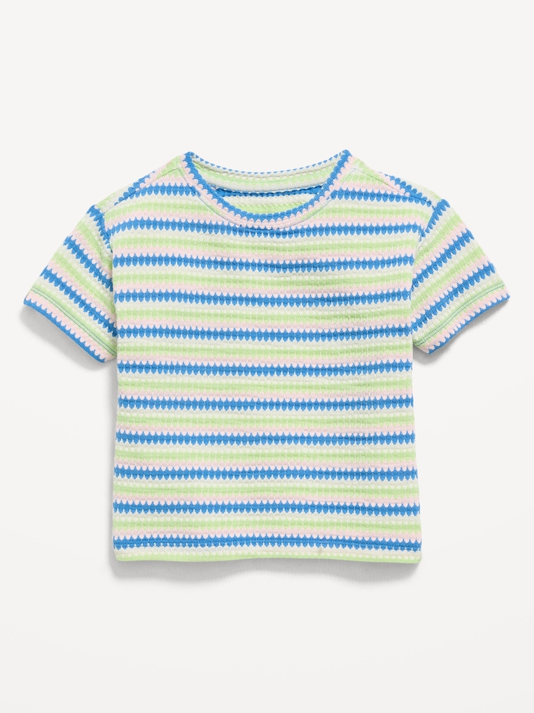 Short-Sleeve Striped Knit Top for Toddler Girls
