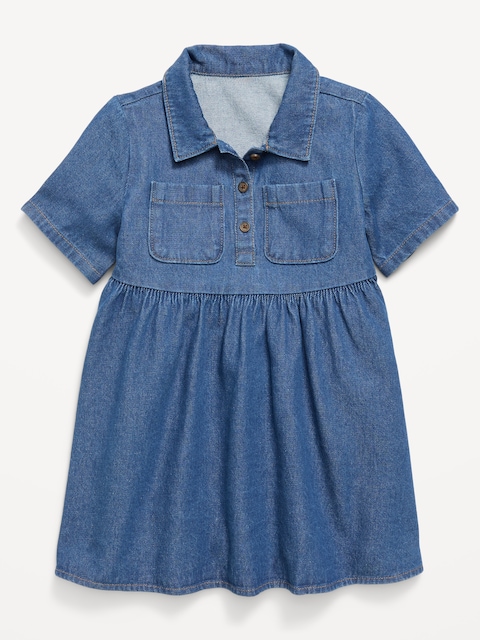 3t navy blue dress KIDPIK Girls Double Ruffle Sleeve Drop Waist Skater Dress, Size: 2T