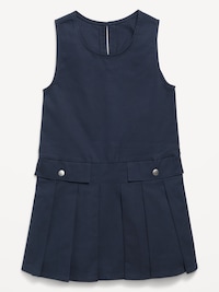 School Uniform Sleeveless Twill Dress for Girls