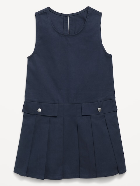 School Uniform Sleeveless Twill Dress for Girls