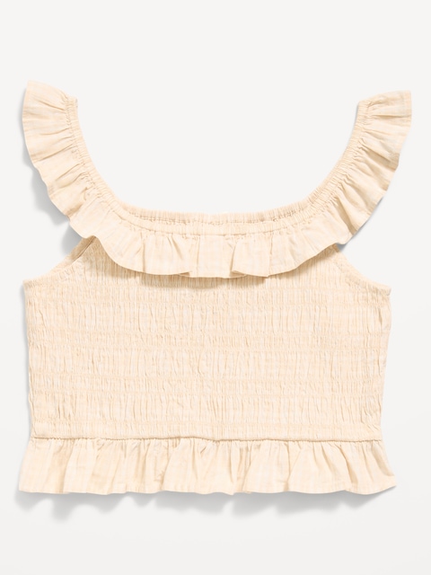 Sleeveless Fitted Ruffled Smocked Top for Girls