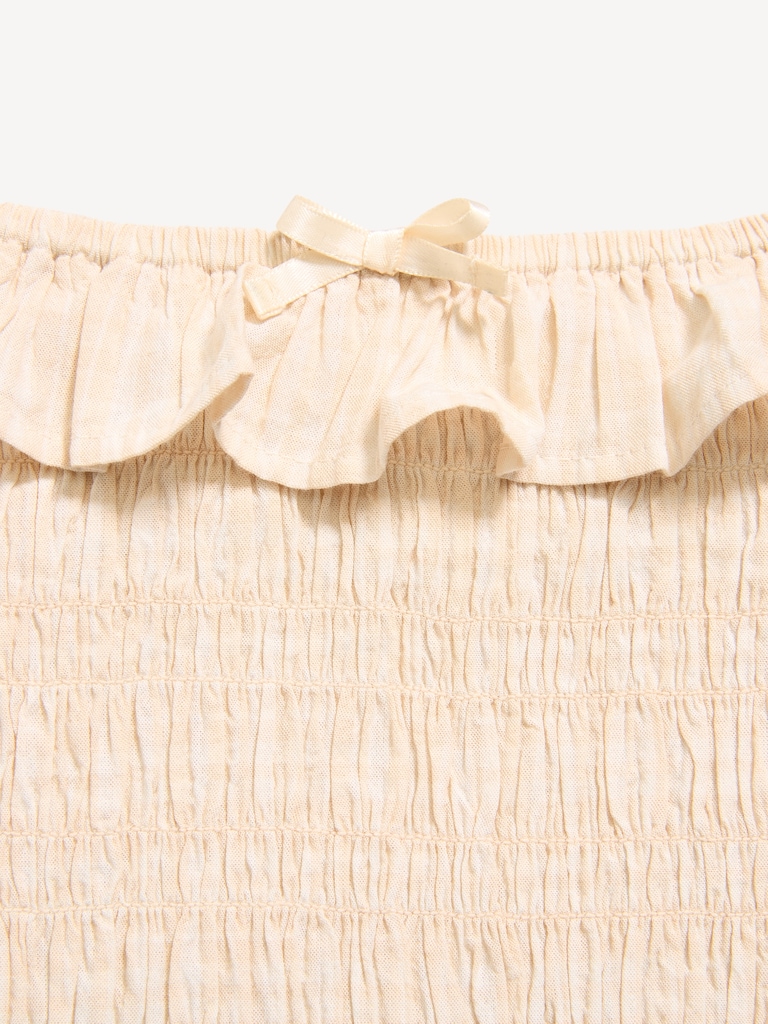 Sleeveless Fitted Ruffled Smocked Top for Girls