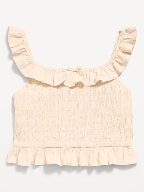 Sleeveless Fitted Ruffled Smocked Top for Girls