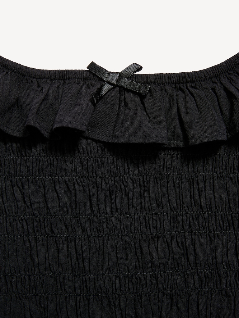 Sleeveless Fitted Ruffled Smocked Top for Girls