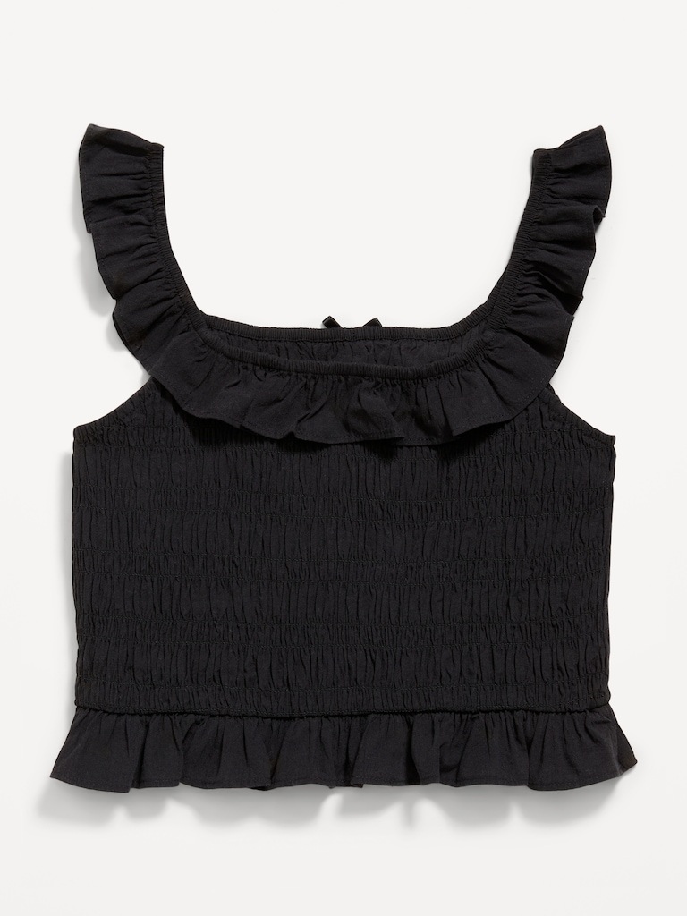 Sleeveless Fitted Ruffled Smocked Top for Girls