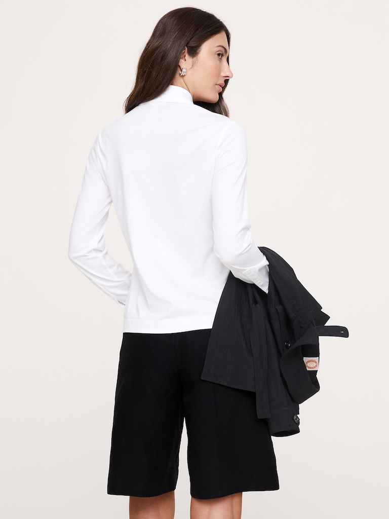 Silky Cotton Long-Sleeve Button-Down Shirt