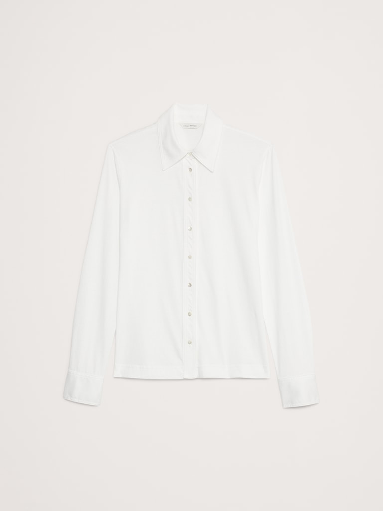Silky Cotton Long-Sleeve Button-Down Shirt