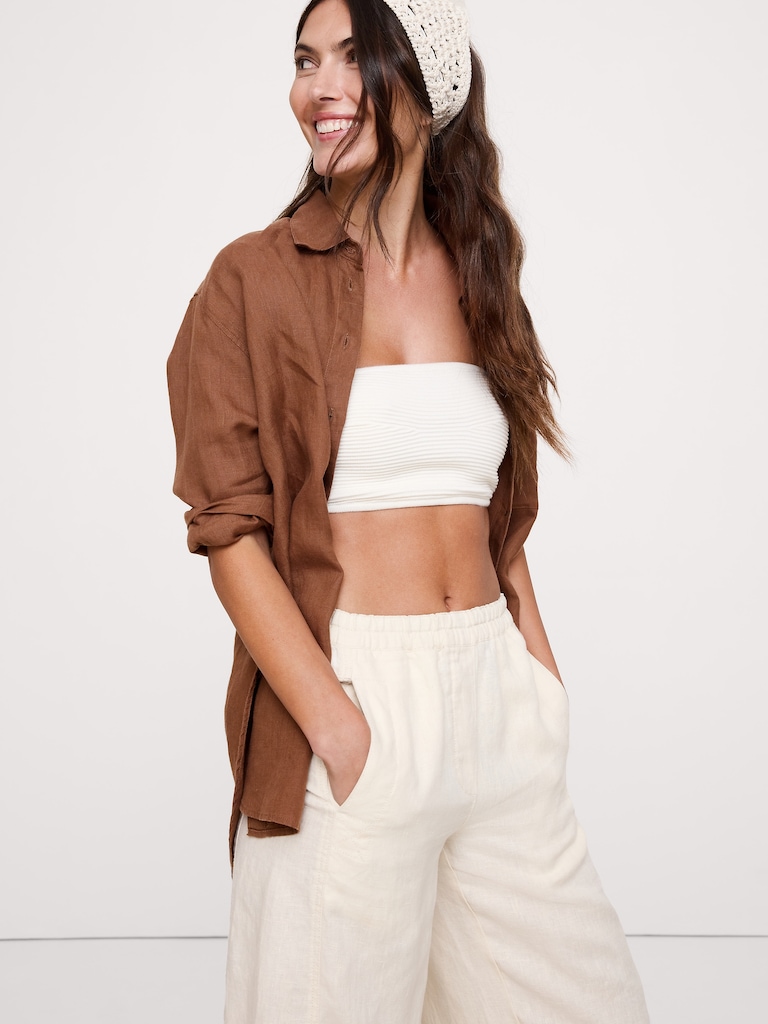 Mid-Rise Relaxed Painter Pull-On Pant in Linen