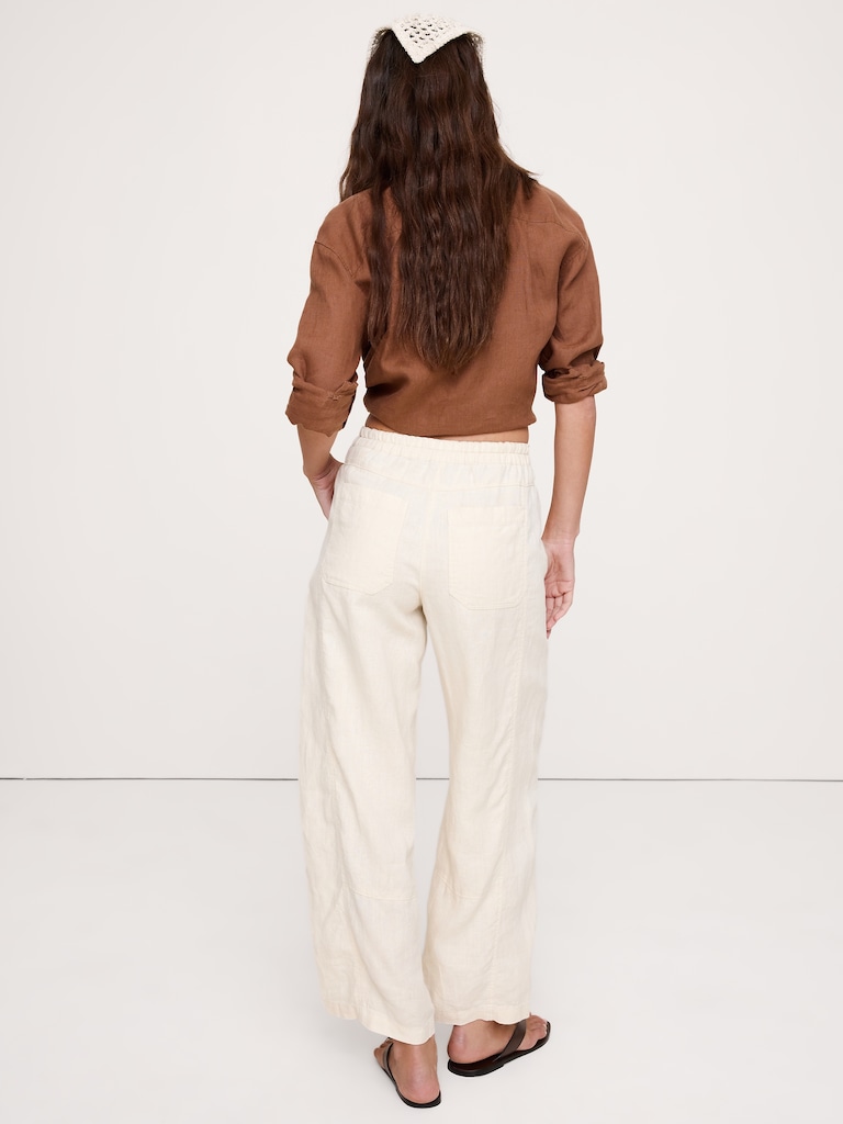 Mid-Rise Relaxed Painter Pull-On Pant in Linen