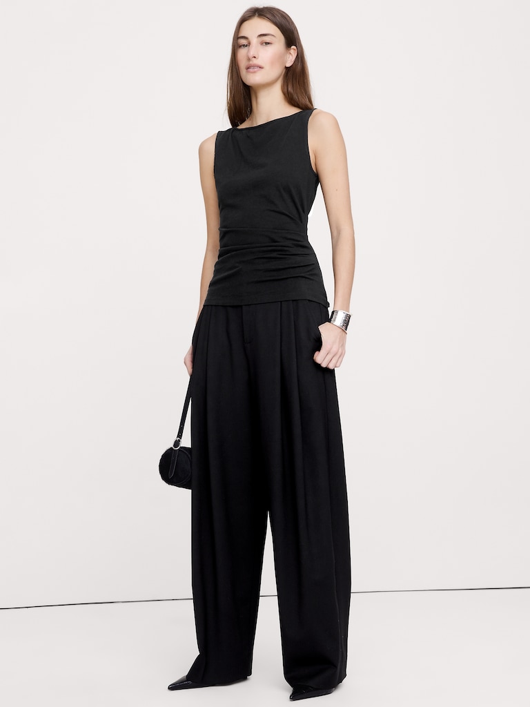 Vintage Cotton Ruched-Side Tank