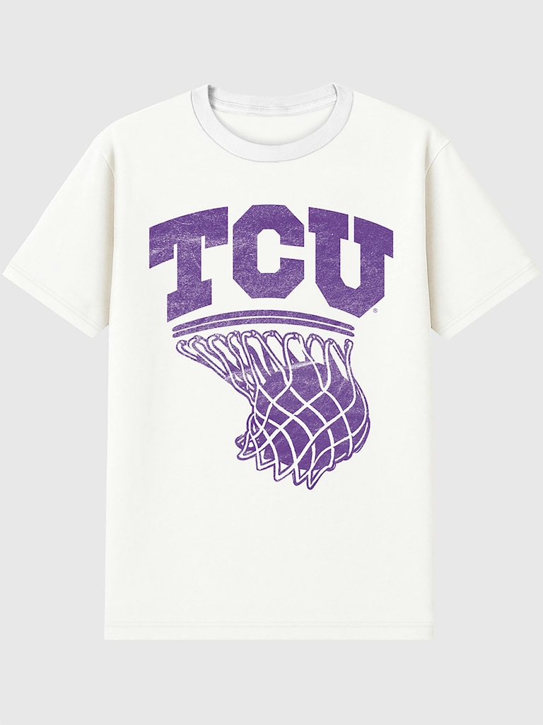 Texas Christian University Basketball Hoop Graphic T-Shirt for Men