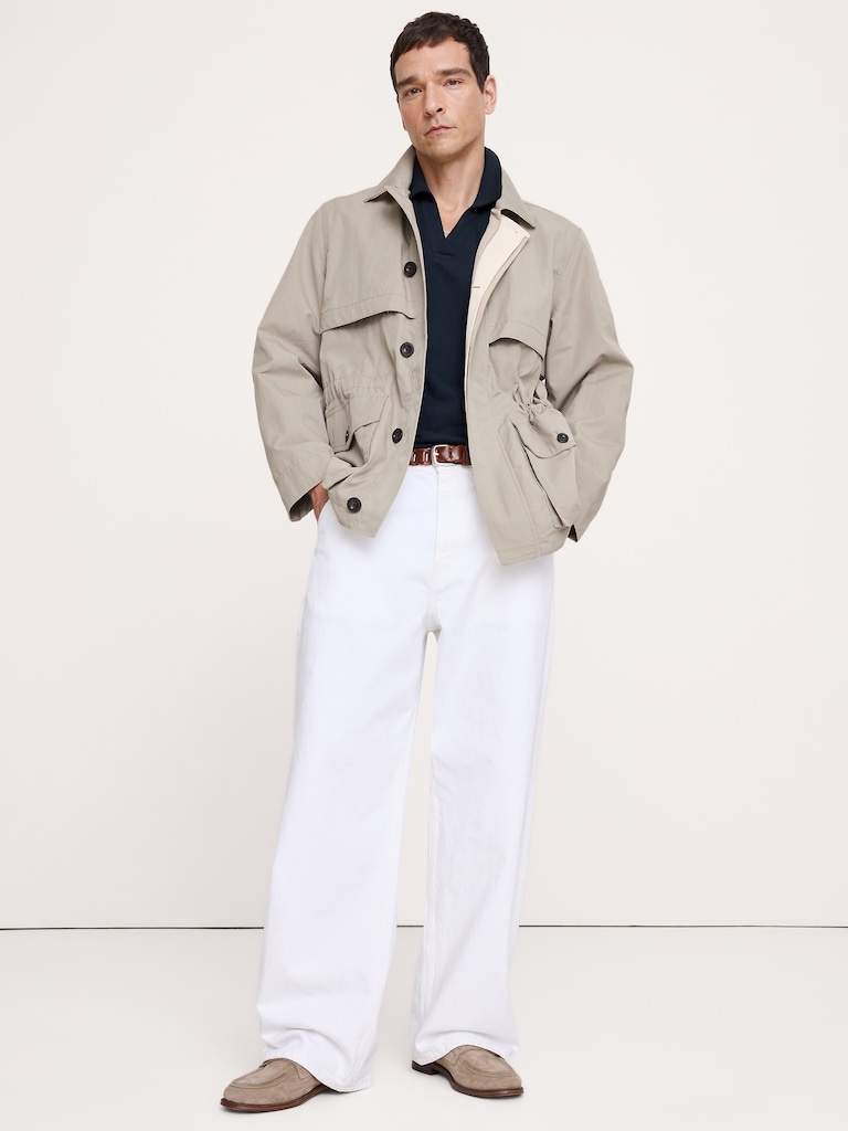 Mesh Johnny-Collar Polo