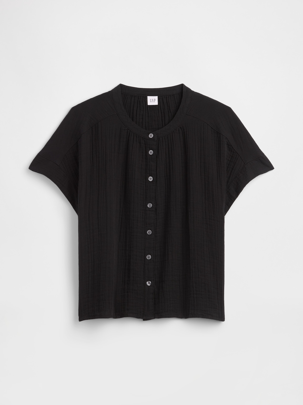 Relaxed Button-Up Gauze Top