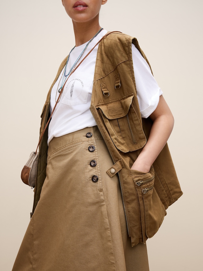 Archive Reissue Khaki Midi Skirt