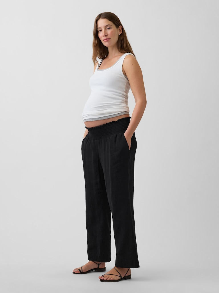 Maternity Cotton Gauze Full Panel Pants