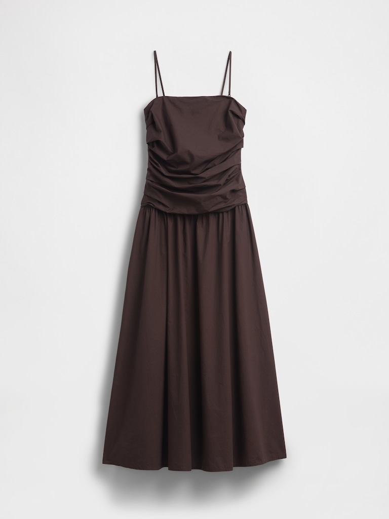 Poplin Drop-Waist Maxi Dress