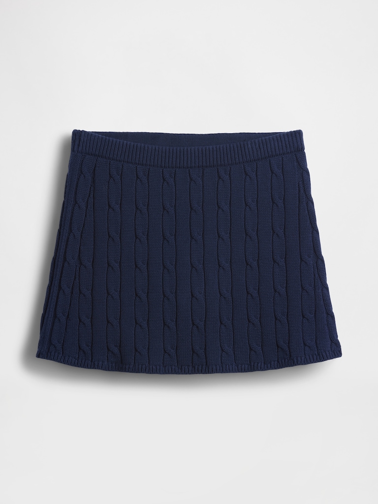 100% Cotton Cable-Knit Mini Skort