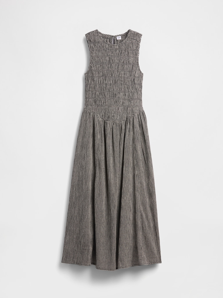 Gingham Smocked Drop-Waist Maxi Dress