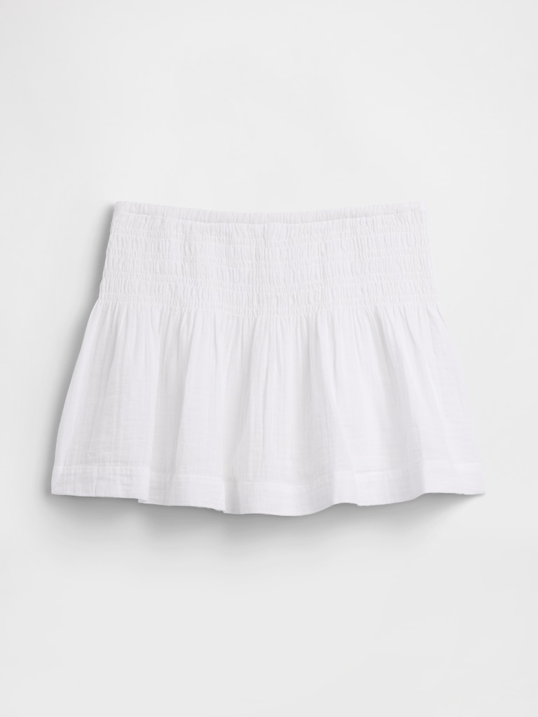 Cotton Gauze Smocked Waist Mini Skort