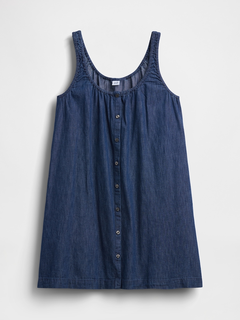 Scoop Neck Button-Front Mini Dress