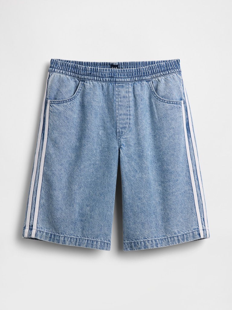 11" Mid Rise UltraSoft Easy Stripe Longline Denim Shorts