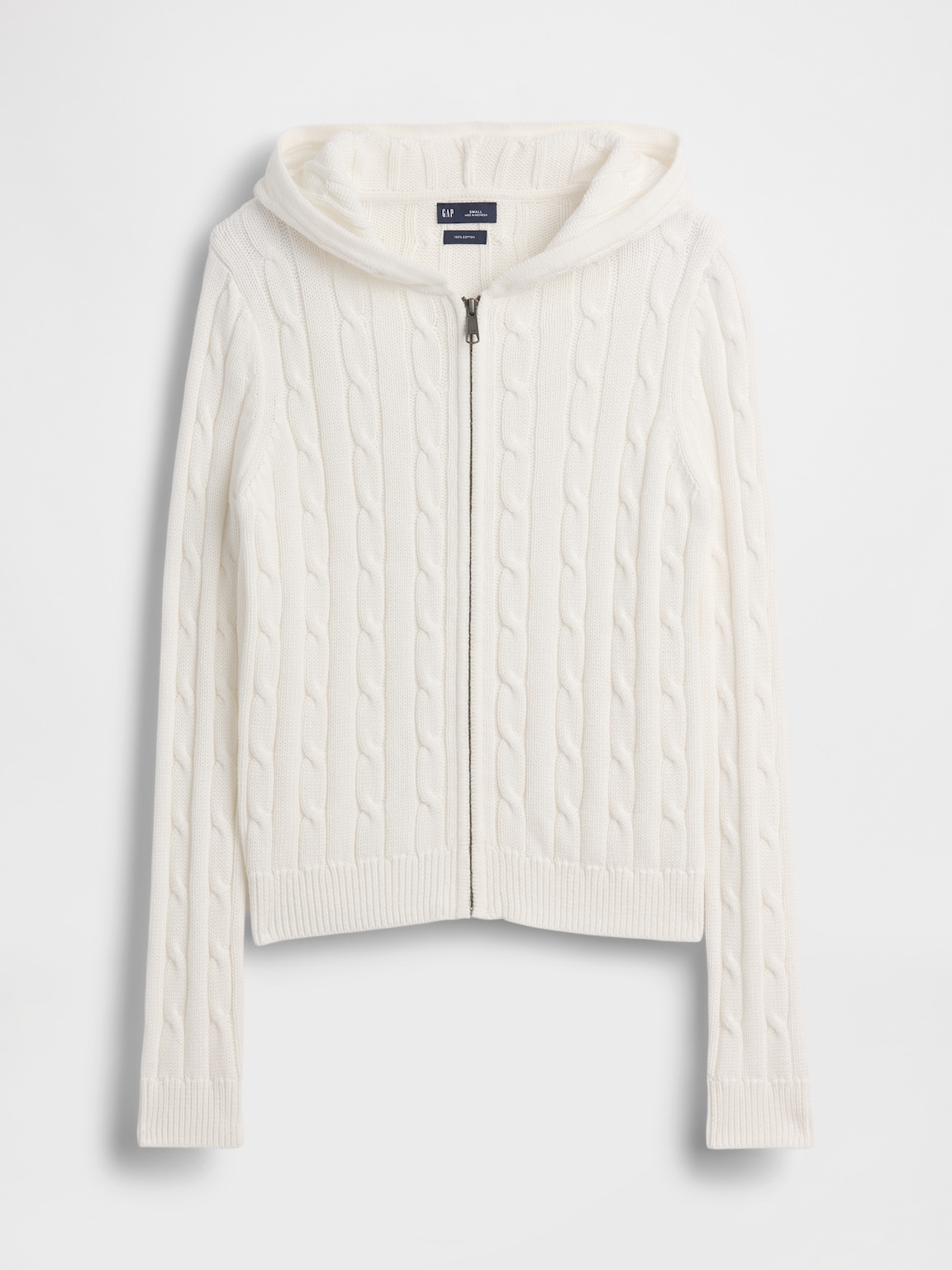 100% Cotton Cable-Knit Zip Cardigan