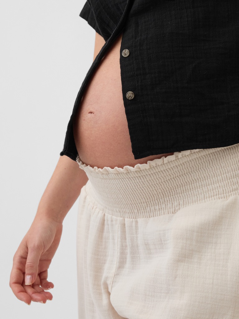 Maternity Cotton Gauze Full Panel Pants