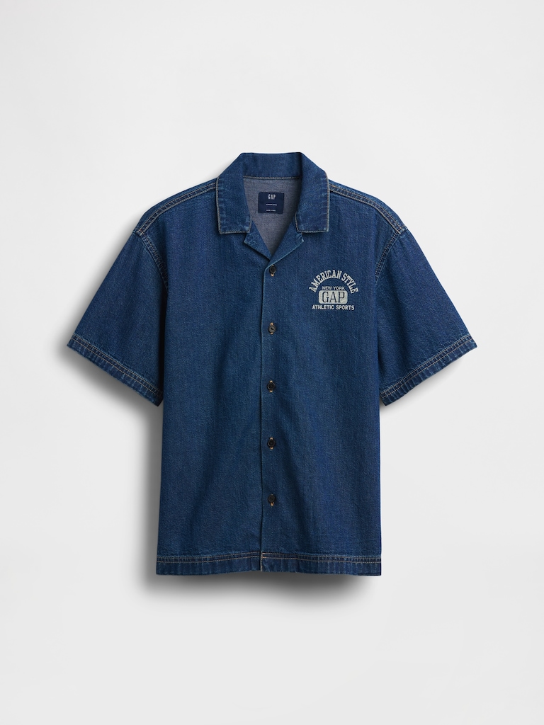 Kids Denim Relaxed New York Logo Shirt