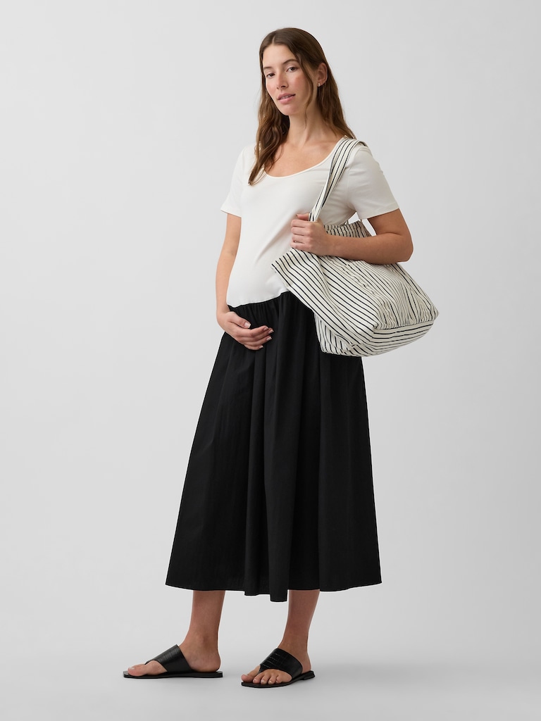 Maternity Mixed Media Drop-Waist Dress