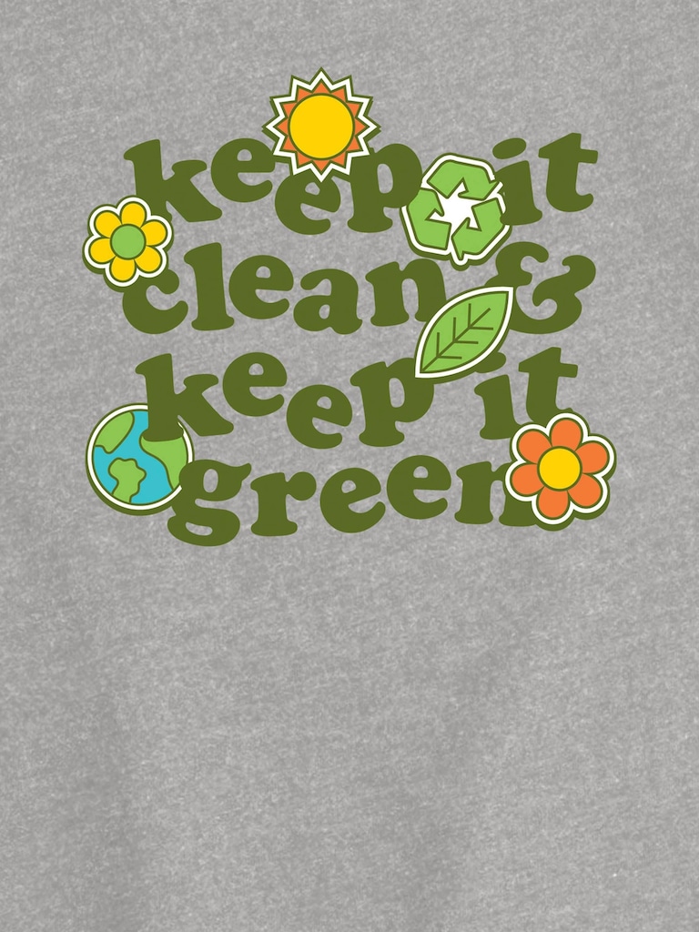 Keep Clean Keep Green Short Sleeve Graphic T-Shirt For Girls