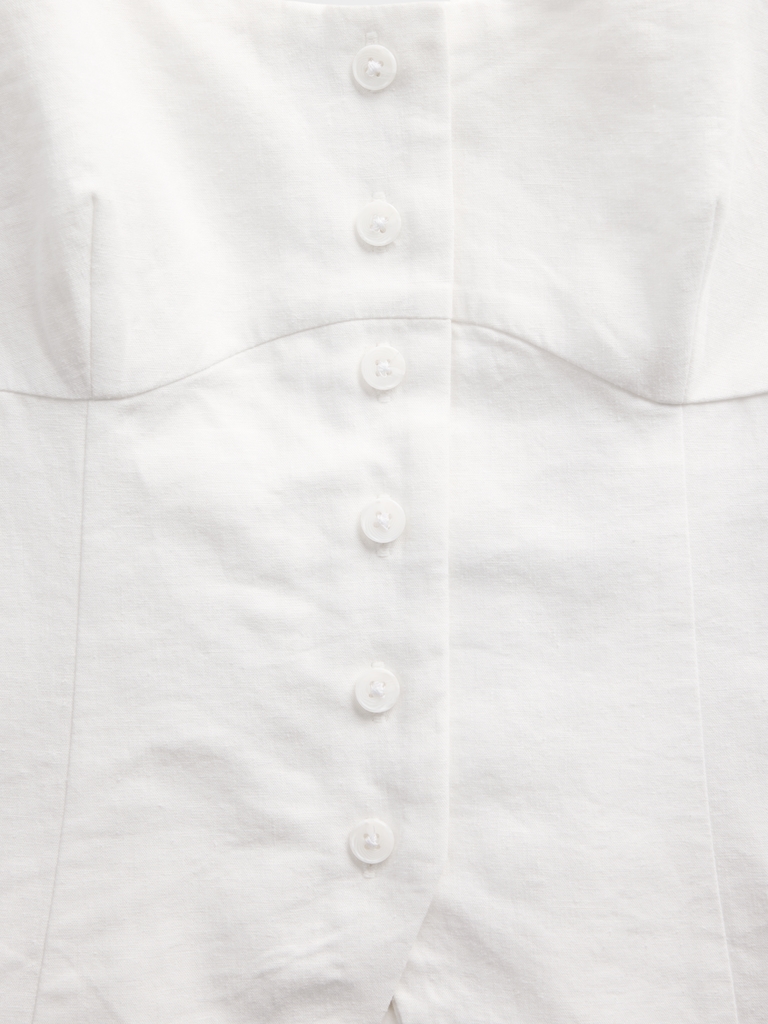 Linen-Blend Corset Vest Top