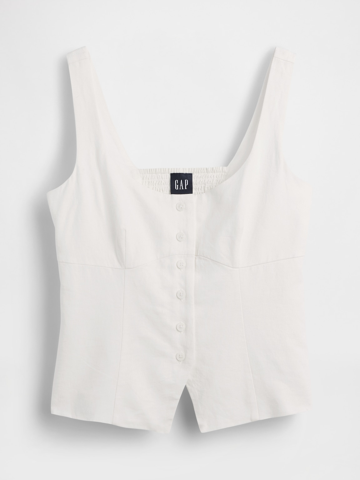 Linen-Blend Corset Vest Top