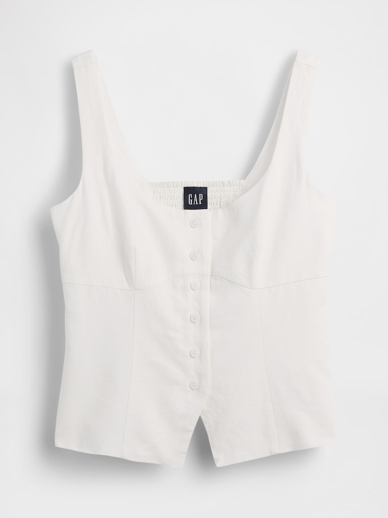 Linen-Blend Corset Vest Top