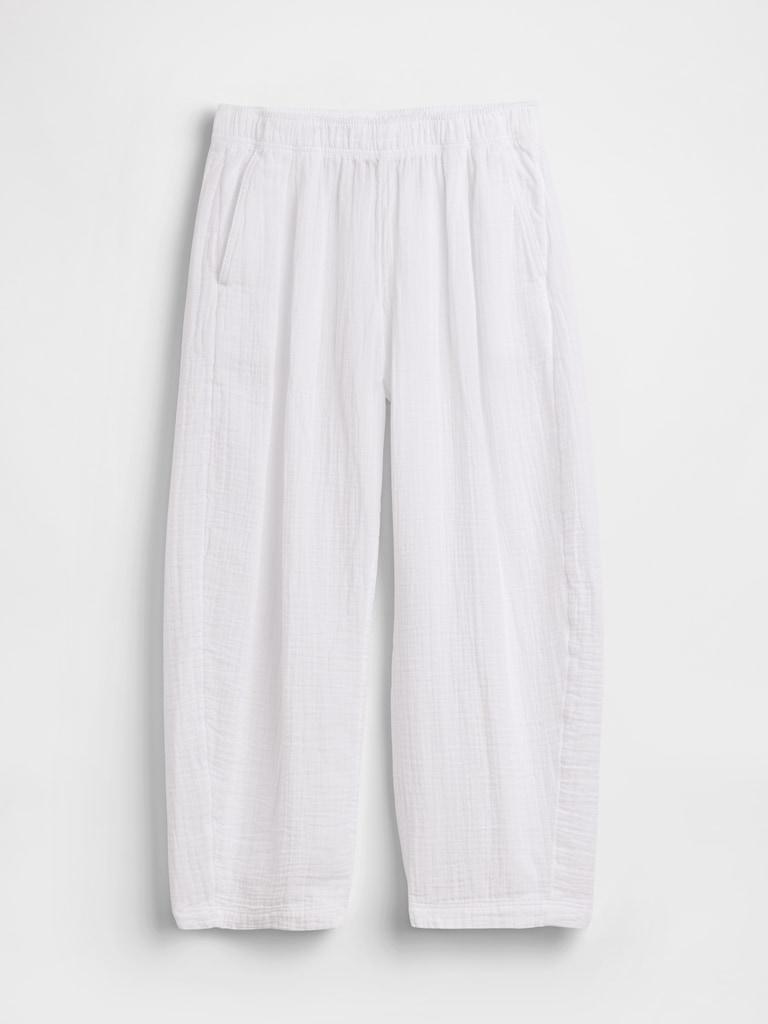 Cotton Gauze Easy Barrel Pants