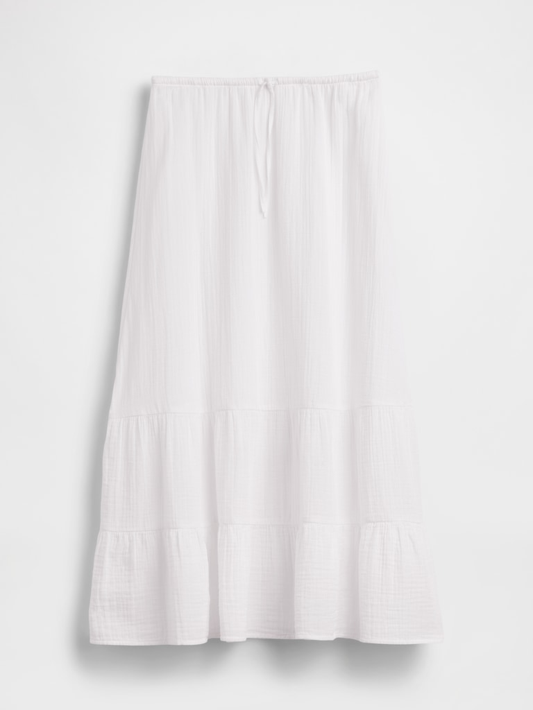 Cotton Gauze Easy Tiered Maxi Skirt