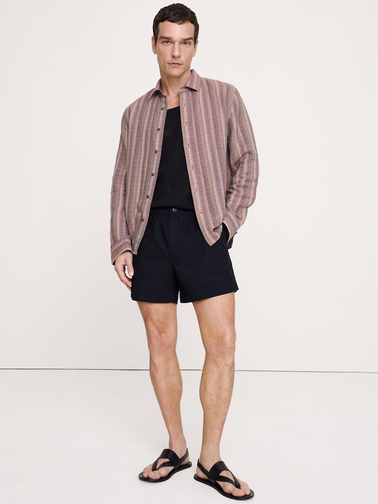 Short à taille extensible en coton léger de 12,5 cm