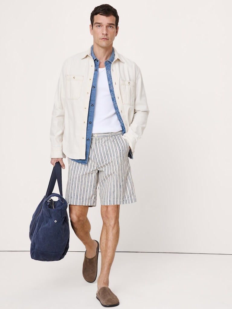 Short à taille extensible en coton léger de 23 cm