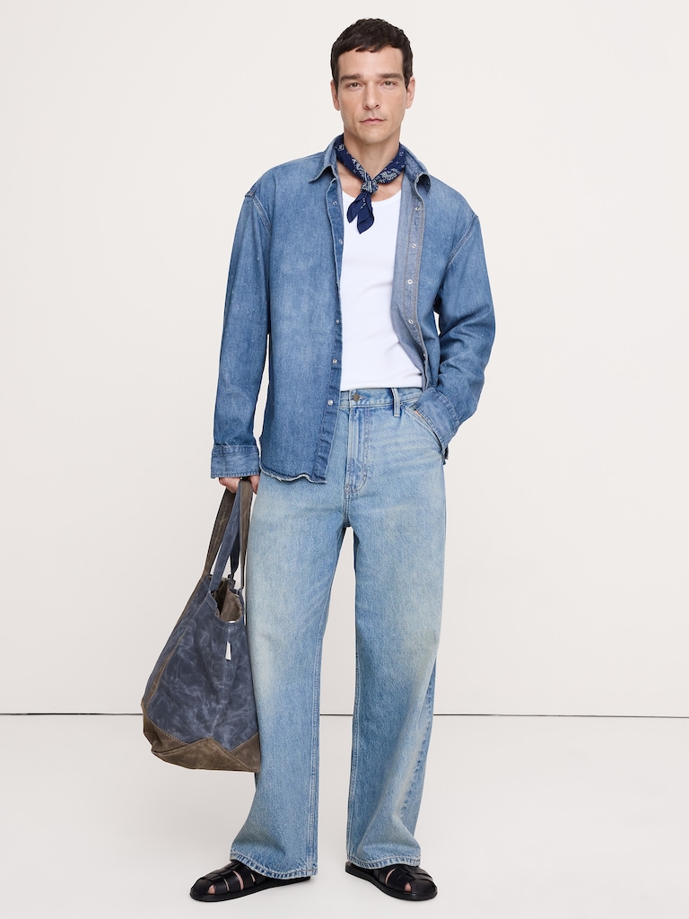 Relaxed-Fit Denim Shirt with Snaps