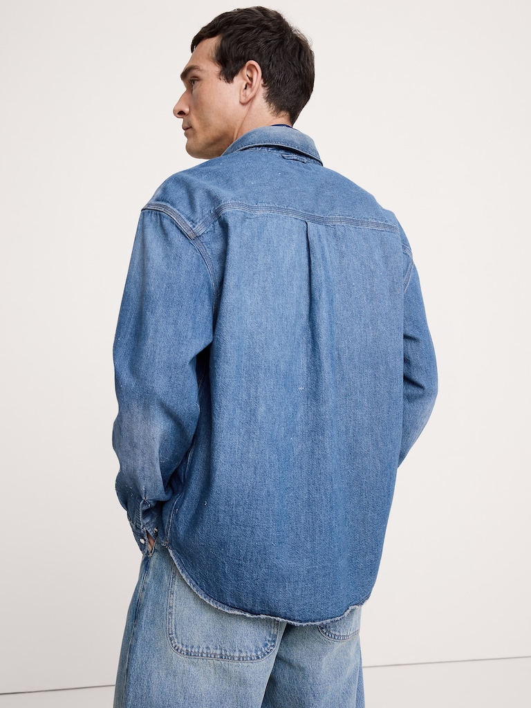 Relaxed-Fit Denim Shirt with Snaps