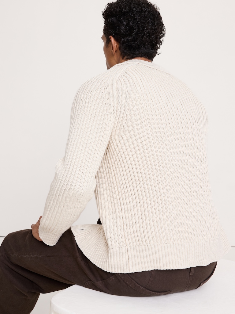 Cotton Ribbed Polo Cardigan