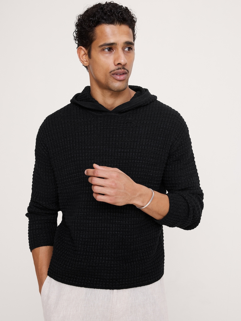 Linen-Cotton Sweater Hoodie